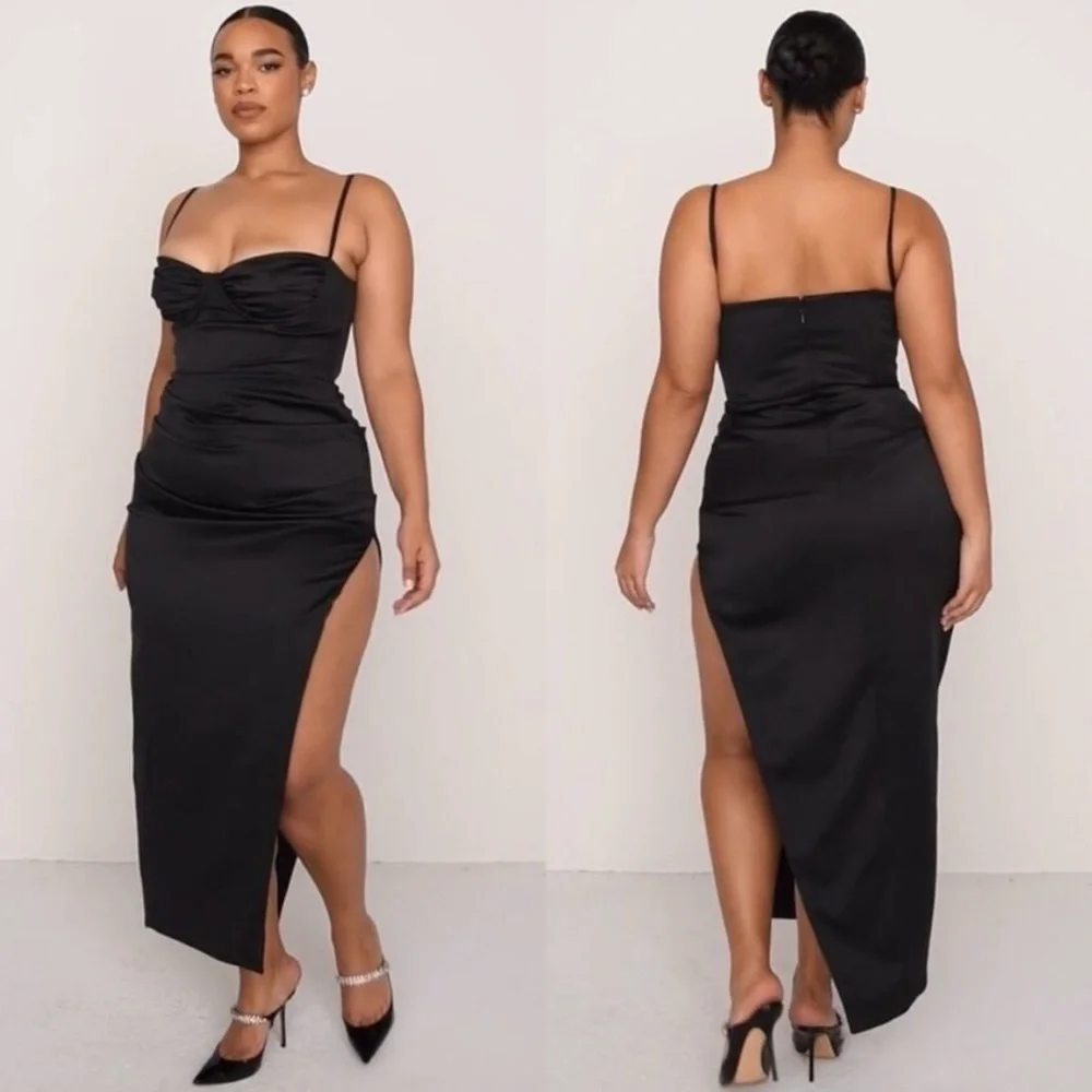 ladivine black dress Ladivine CDS418 - Long Satin Sheath Dress